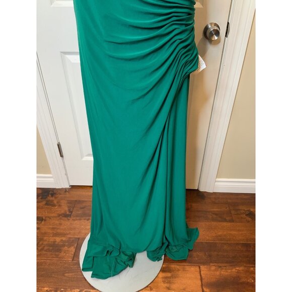 MacDuggal IEENA for MacDuggal Green One Shoulder Cap Sleeve Faux Wrap Gown Sze14 - Picture 3 of 9